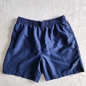 SPEEDO Swim Trunks Board Shorts Mesh Liner Mens Large Zip Pocket Drawstring Navy